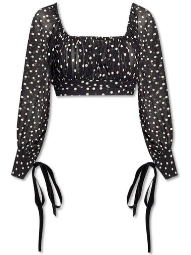 cropped dot pattern blouse black - SAINT LAURENT - BALAAN 1