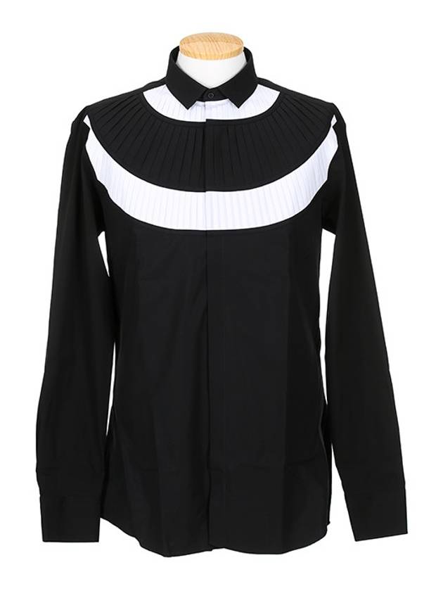 pintuck pleated long sleeve shirt black white - NEIL BARRETT - BALAAN 2