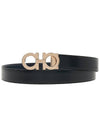 Reversible Gancini Leather Belt Black - SALVATORE FERRAGAMO - BALAAN 11