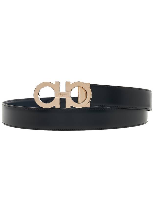 Reversible Gancini Leather Belt Black - SALVATORE FERRAGAMO - BALAAN 11