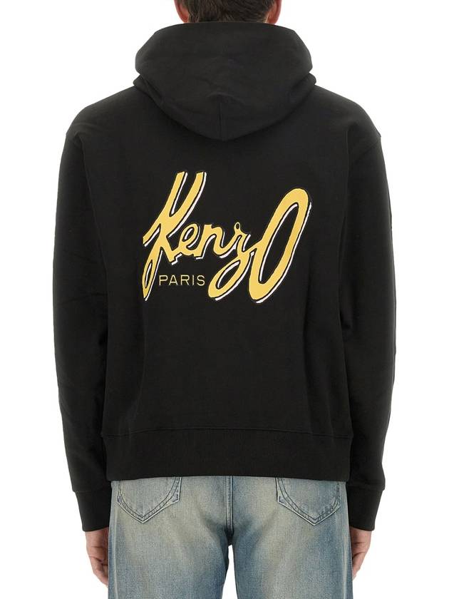 Archive Logo Print Cotton Hoodie Black - KENZO - BALAAN 4