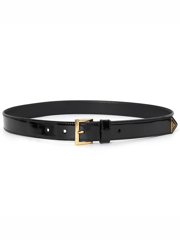 Triangle Logo Patent Leather Belt Black - PRADA - BALAAN 3