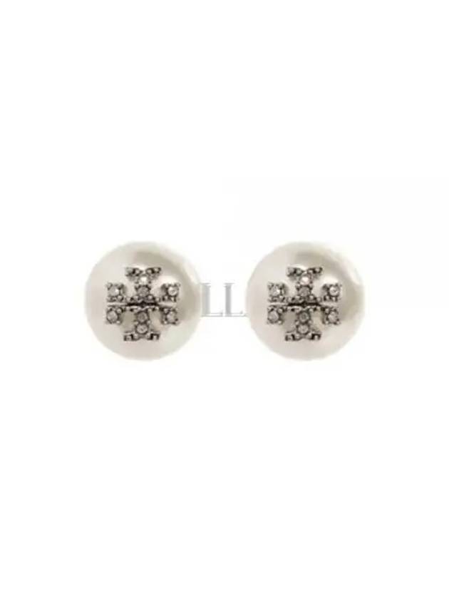 Kira Pearl Stud Earrings Silver White - TORY BURCH - BALAAN 2