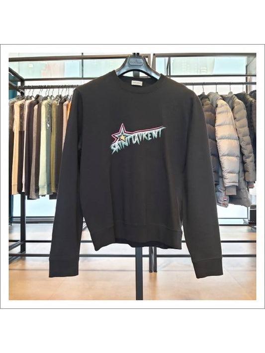 Logo Lettering Sweatshirt Black - SAINT LAURENT - BALAAN 2