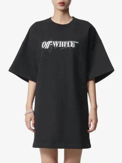 Pen Logo Print Dress Short Sleeve T-Shirt Black - OFF WHITE - BALAAN 2