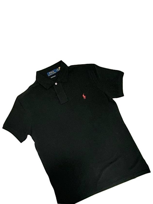 Men's Custom Slim Fit Mesh Short Sleeve Collar Black - POLO RALPH LAUREN - BALAAN 3