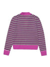 Striped Cashmere Polo Knit Top Fucsia - GANNI - BALAAN 3