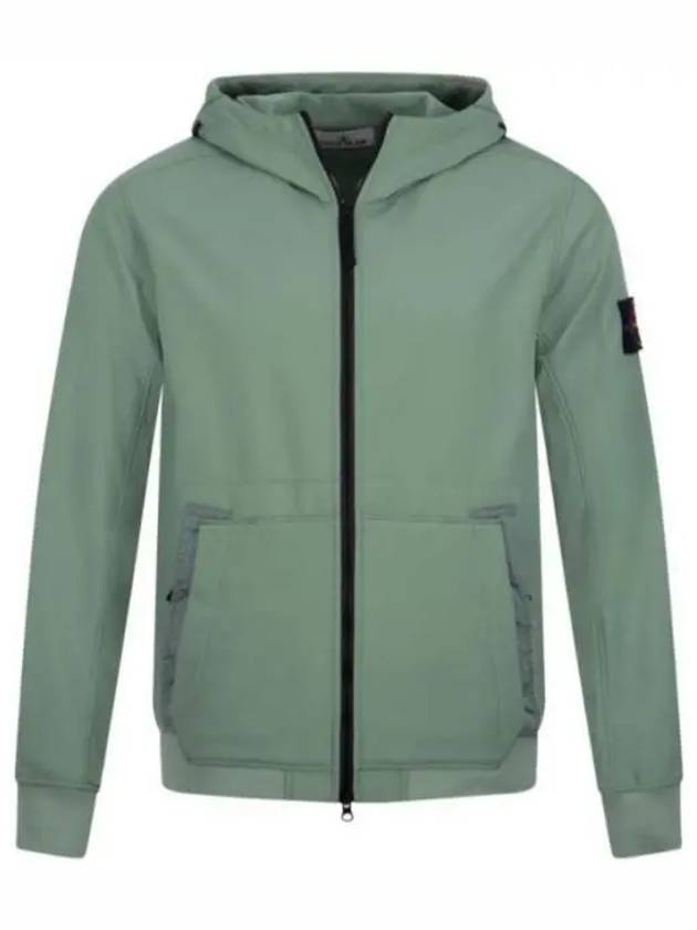 Men's Wappen Patch Softshell Zip Up Hoodie Green - STONE ISLAND - BALAAN 2