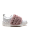 Rockstud Fur Low-Top Sneakers White - VALENTINO - BALAAN 1