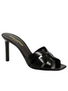 Tribute Leather Sandal Heels Black - SAINT LAURENT - BALAAN 2