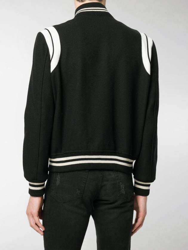 Teddy Bomber Jacket in Wool Black White - SAINT LAURENT - BALAAN 10