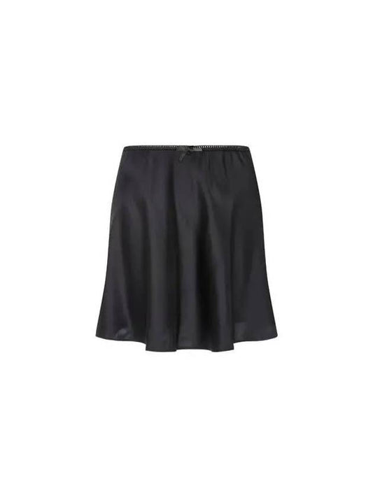 Wearing glossy silk mini skirt black 270707 - REFORMATION - BALAAN 1