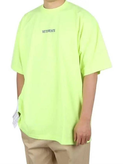 Logo Label Short Sleeve T-Shirt Neon Yellow - VETEMENTS - BALAAN 2