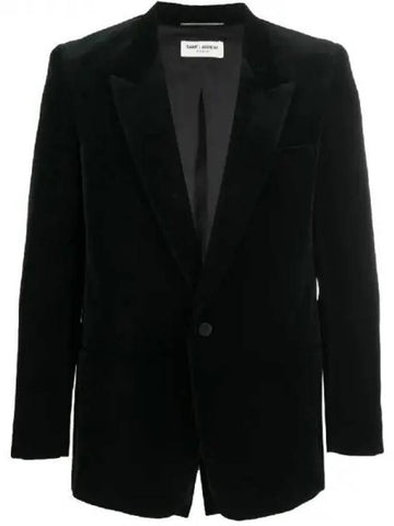 Dark green cotton velvet jacket - SAINT LAURENT - BALAAN 1