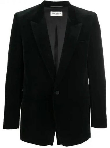 Dark green cotton velvet jacket - SAINT LAURENT - BALAAN 1