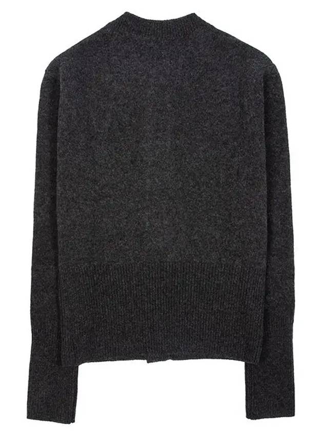 Baby Fox Patch Round Neck Fitted Cardigan Dark Grey Melange - MAISON KITSUNE - BALAAN.