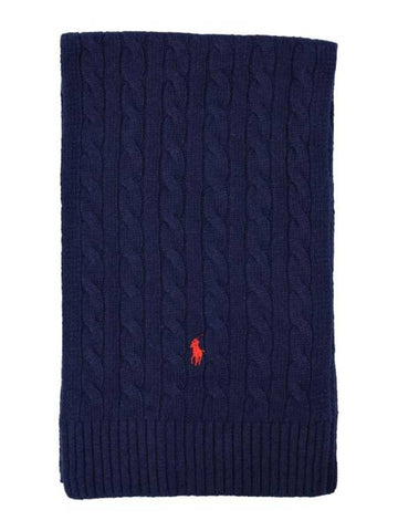 Cable Knit Muffler Navy - POLO RALPH LAUREN - BALAAN 1