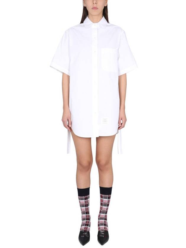 Heavy Poplin Super Size Mini Shirt Short Dress White - THOM BROWNE - BALAAN 2