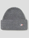 Tricolor Fox Patch Ribbed Beanie Grey - MAISON KITSUNE - BALAAN 4