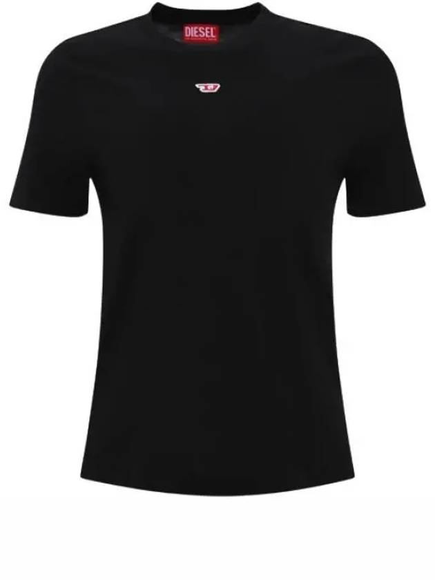 T Leg D Regular Fit Cotton Short Sleeve T-Shirt Black - DIESEL - BALAAN 2