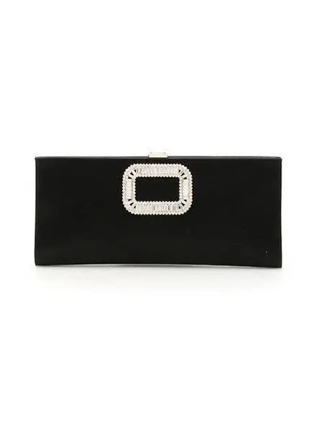 Roger Vivier Women s Buckle Satin Clutch Bag Black RBWABDD0220RS0 - ROGER VIVIER - BALAAN 1