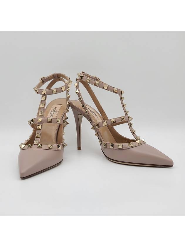 Rockstud leather sandal heel pink - VALENTINO - BALAAN.