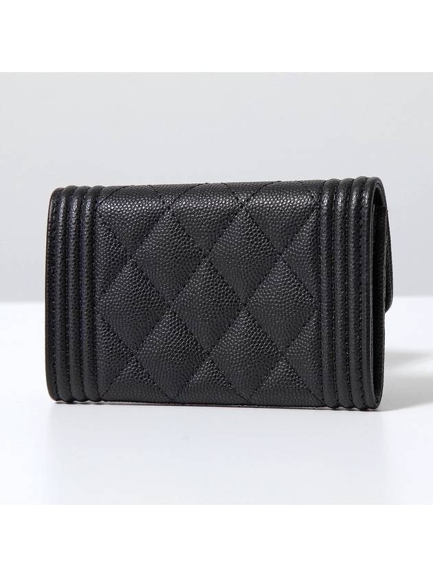 Boy  Flap Card Holder Grained Calfskin Gold Black - CHANEL - BALAAN 3