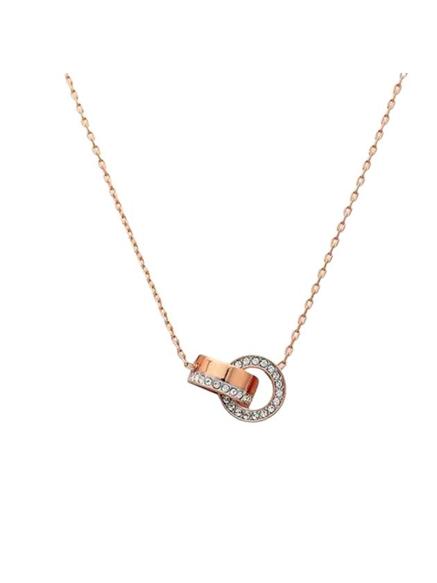 Dextera Interlocking Loop Pendant Necklace Rose Gold - SWAROVSKI - BALAAN 1