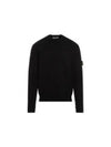 Round Neck Wappen Organic Knit Top Black - STONE ISLAND - BALAAN 2