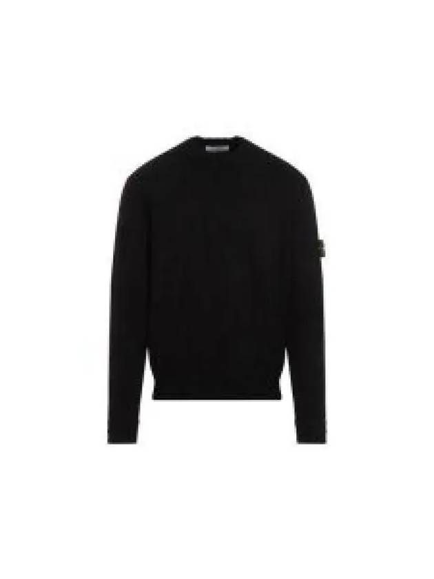 Round Neck Wappen Organic Knit Top Black - STONE ISLAND - BALAAN 2