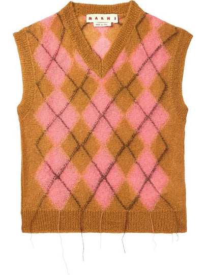 Argyle Floating Thread Mohair Vest Camellia - MARNI - BALAAN 2