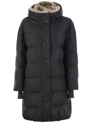 Pure new wool down jacket with sheepskin hood - BRUNELLO CUCINELLI - BALAAN 1