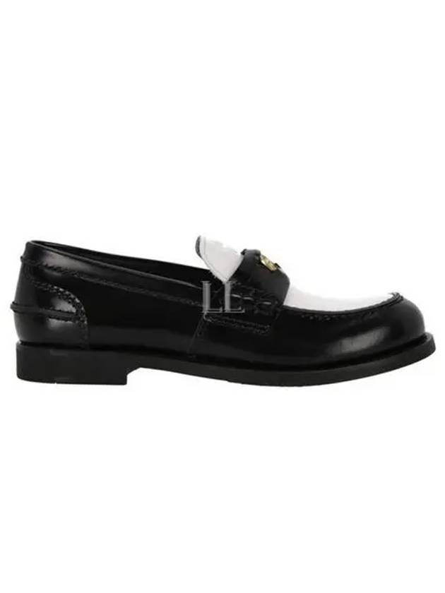 Leather Penny Loafers White Black - MIU MIU - BALAAN 2