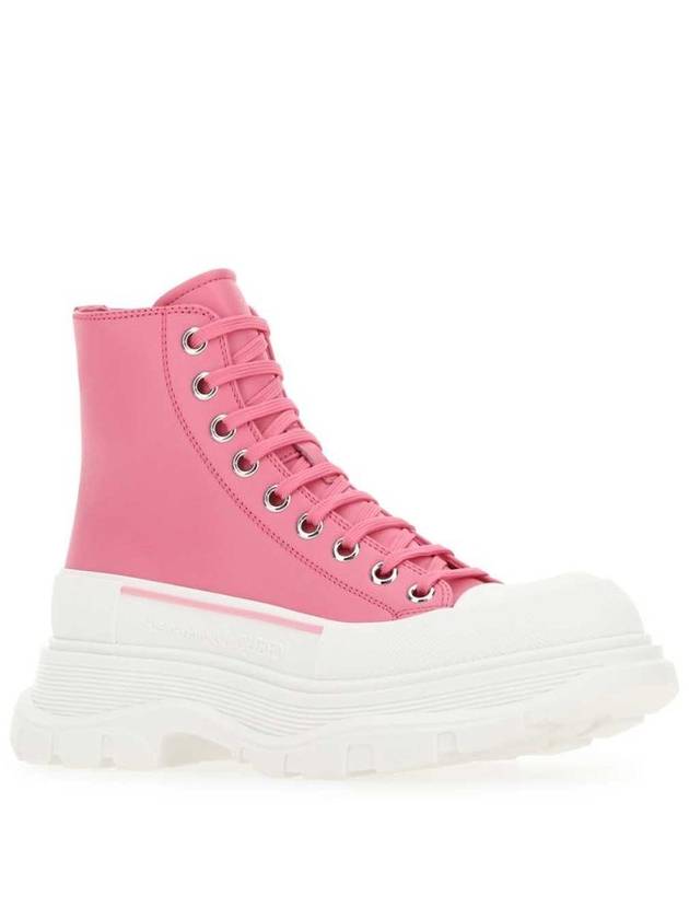 Tread Slick Logo Detail Lace-up Middle Boots Pink B0110813822 - ALEXANDER MCQUEEN - BALAAN 3