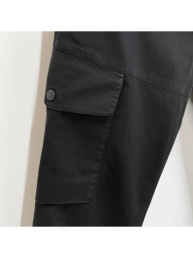 33908 Organic Cotton Satin Stretch Cargo Straight Pants Black - STONE ISLAND - BALAAN 7