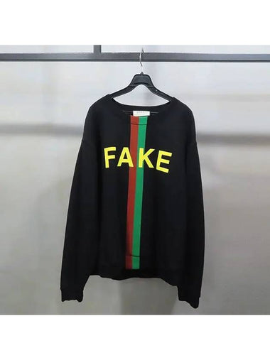 635847 Black color web stripe FAKE NOT Men s sweatshirt XL size - GUCCI - BALAAN 1