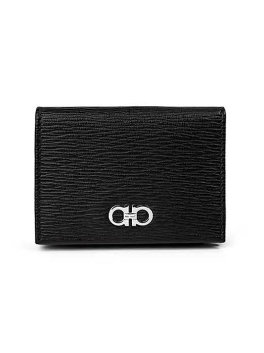 Men's Gancini Logo Leather Card Wallet Black - SALVATORE FERRAGAMO - BALAAN 2