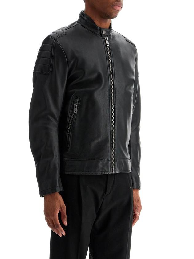 Regular fit leather jacket black - HUGO BOSS - BALAAN 3