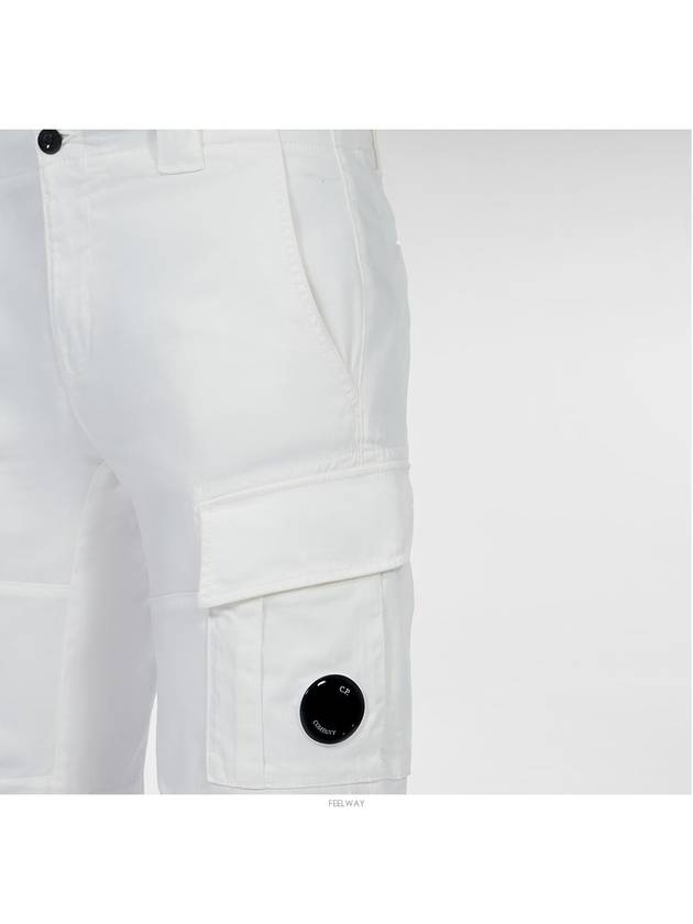 Lens Wappen Stretch Satin Cargo Shorts White - CP COMPANY - BALAAN 5