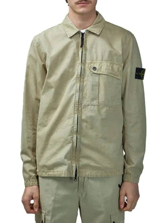 Old Treatment Garment Dyed Overshirt Jacket Beige - STONE ISLAND - BALAAN 2