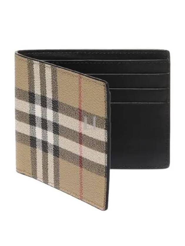 Check Slim Bifold Leather Half Wallet Beige - BURBERRY - BALAAN 2