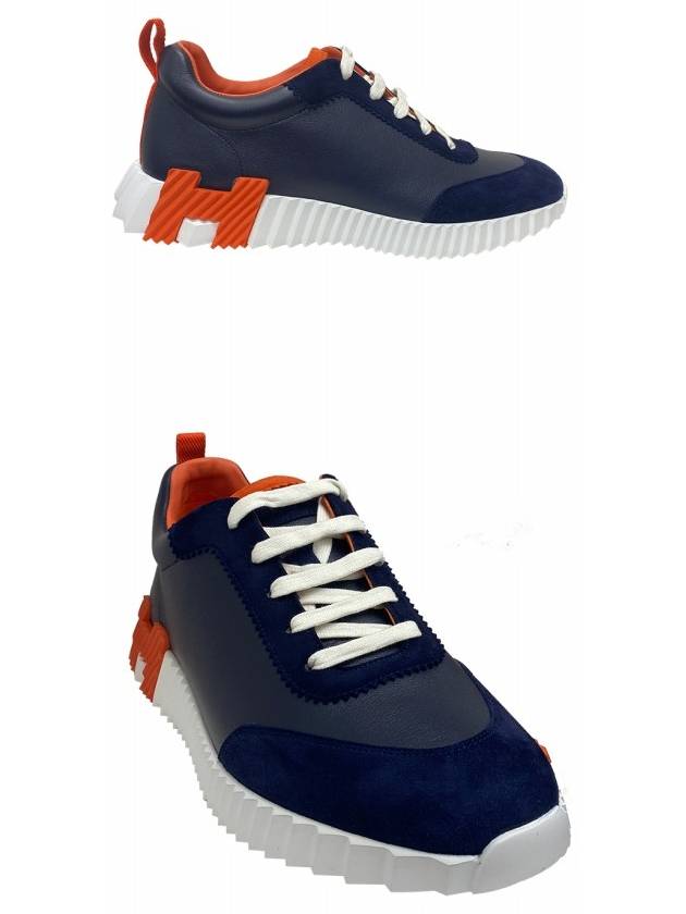 Bouncing Leather Low Top Sneakers Marine - HERMES - BALAAN 5