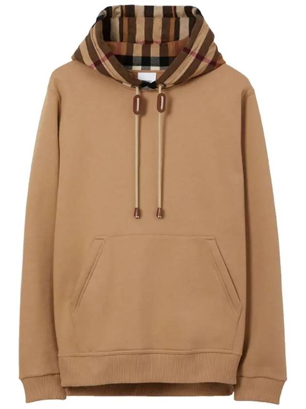 Check Cotton Blend Hoodie Camel Beige - BURBERRY - BALAAN 3