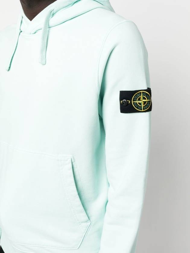 Wappen Patch Cotton Fleece Hoodie Aqua - STONE ISLAND - BALAAN 5