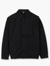 Men's Garment Dyed Cotton Hidden Shirt Jacket Black - CP COMPANY - BALAAN.