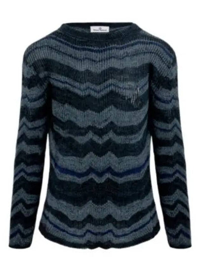 Bedrock Jumper Linen Knit Top Melange Blue - VIVIENNE WESTWOOD - BALAAN 2