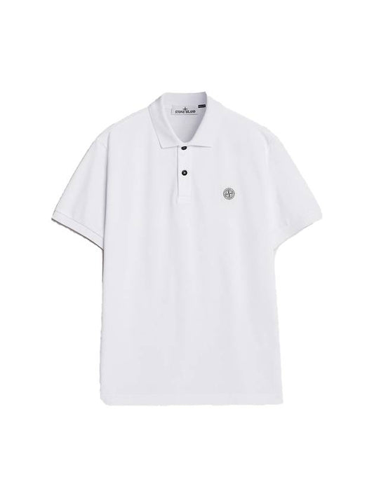 Compass Patch Short Sleeve Polo Shirt White - STONE ISLAND - BALAAN 1