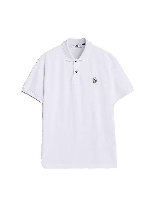 Compass Patch Short Sleeve Polo Shirt White - STONE ISLAND - BALAAN 1