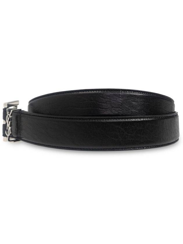 Cassandre Lambskin Leather Belt Black - SAINT LAURENT - BALAAN 5