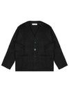 Mohair V-neck Relaxed Fit Wool Cardigan Black - OUR LEGACY - BALAAN 2